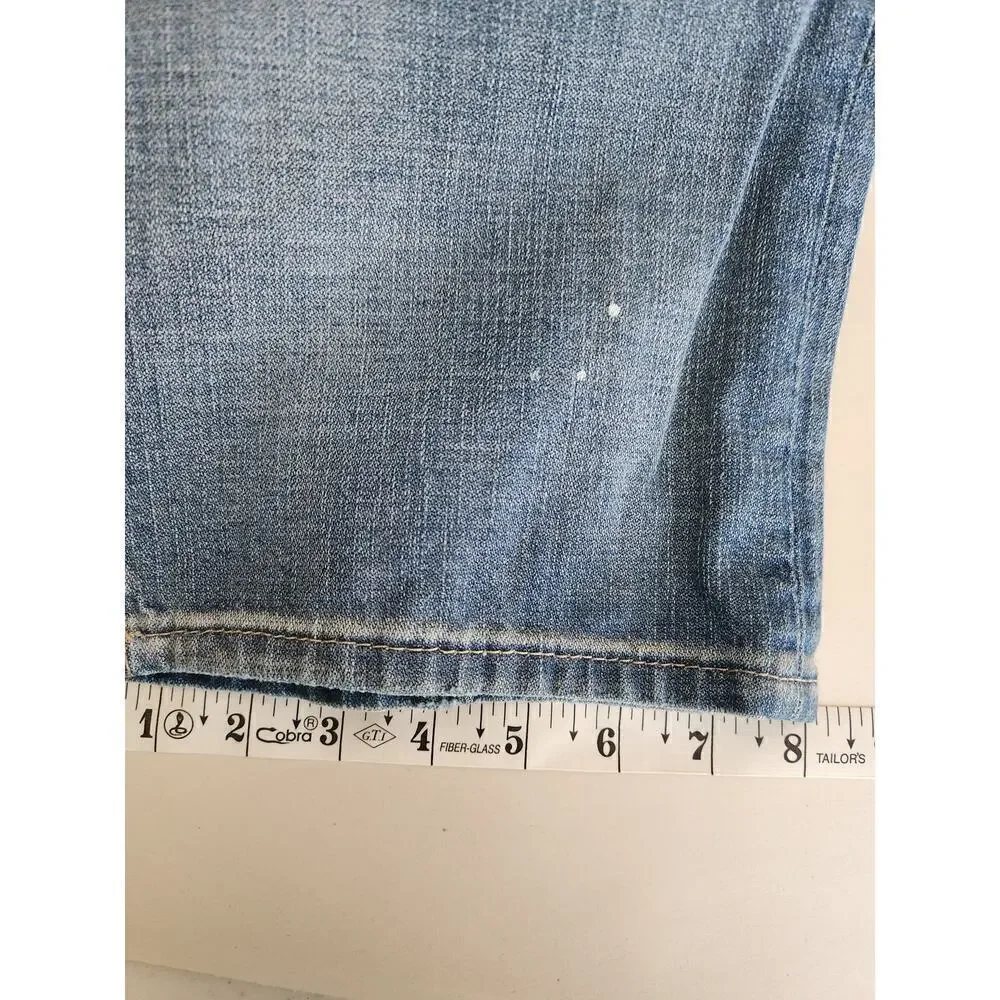 True Religion Mens Ricky Relaxed Straight Flap Jeans sz 32×33 factory distressed